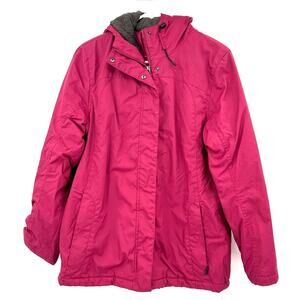 L.L. Bean Size Medium Regular Nylon Hooded Jacket Coat Pink Winter Gear‎ Layers
